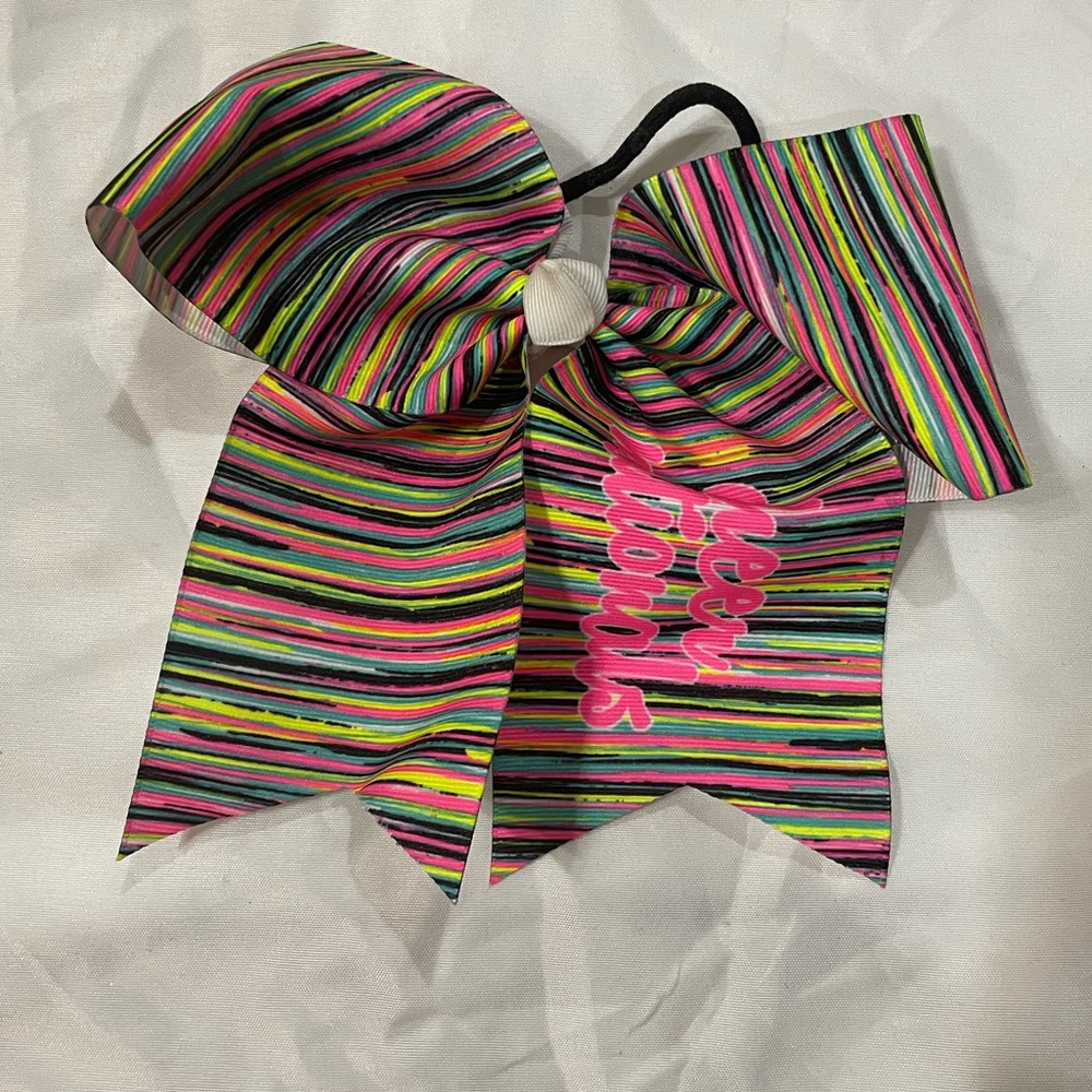 7 inch x 7 inch Multi-colored cheer nationals Bow